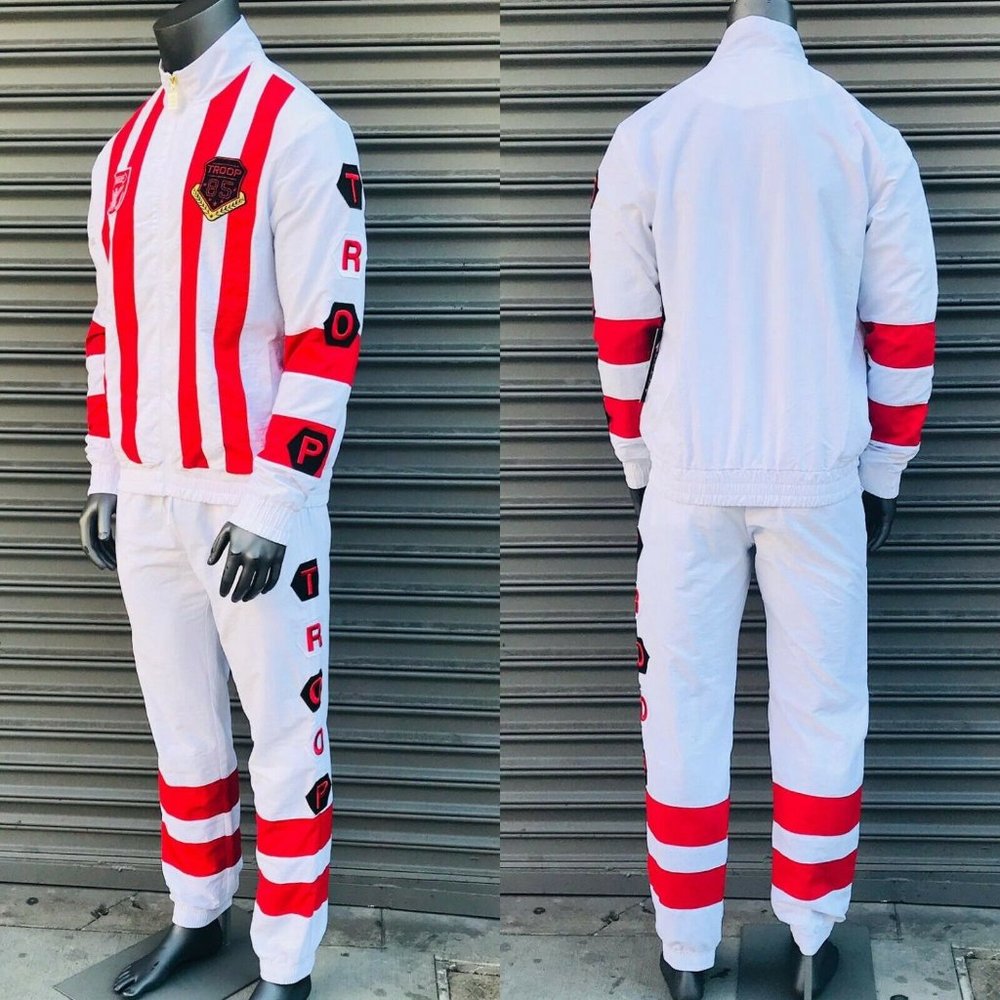 Men's Troop White | Red Windbreaker Casaul Tracksuit NWT